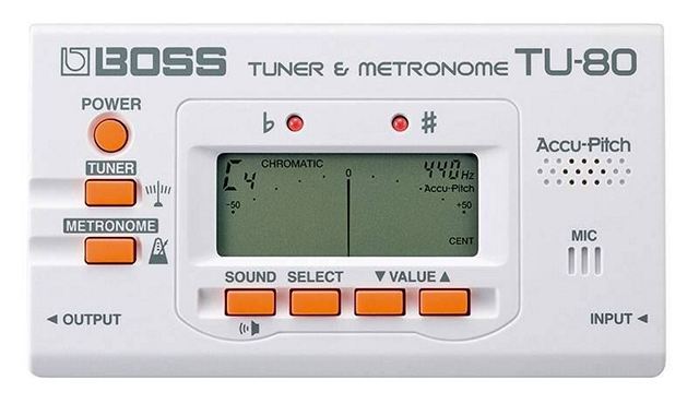 Гитарный тюнер с метрономом BOSS TU80-WH