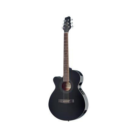 Леворукая электроакустическая гитара STAGG SA40MJCFI-LH BK